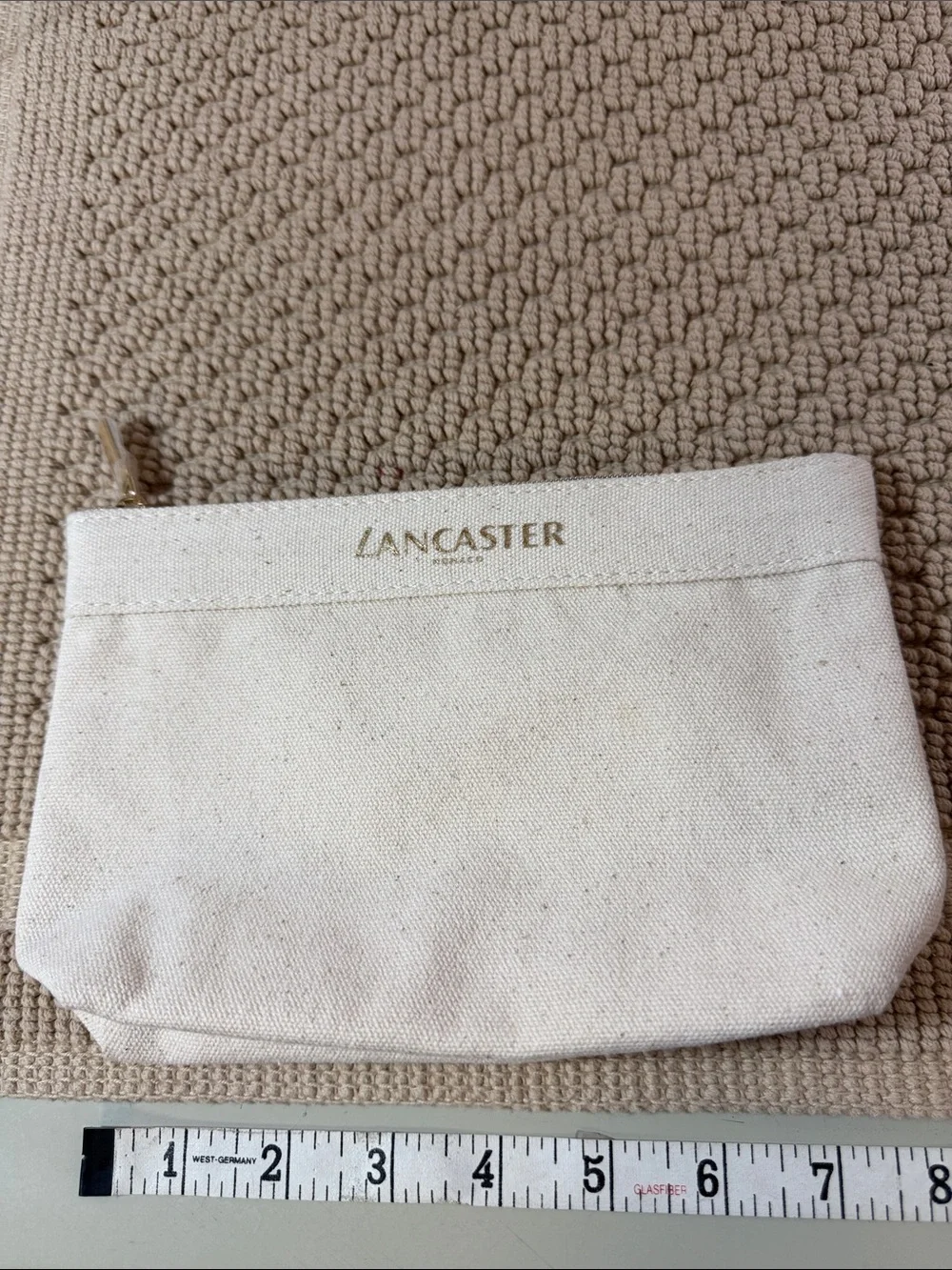 Lancaster Cream Canvas Cosmetic Pouch